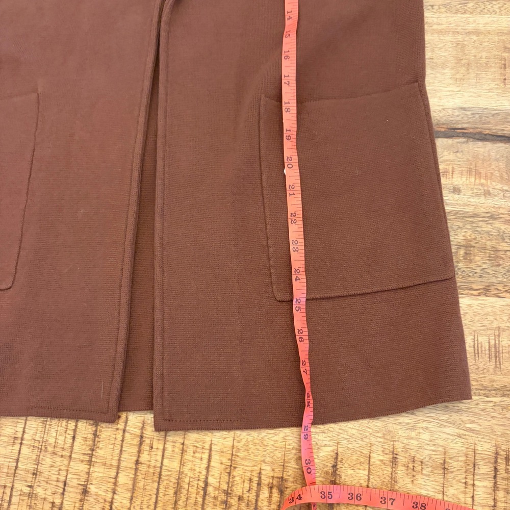 Quince 100% Organic Cotton Knit Blazer M Open Front Cardigan Sweater Brown - Picture 8 of 8